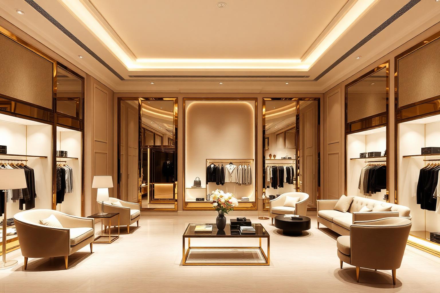Luxury boutique interior with elegant Dubai lifestyle atmosphere